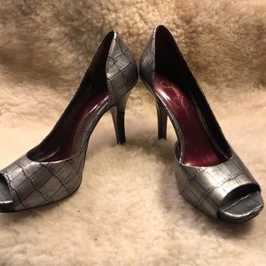 Silver and black detail heels.